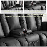 SAMERY 65.5" RV Loveseat Recliner Double Recliner RV Sofa & Console | Wall Hugger Loveseat Reclining RV | RV Theater Seats | RV Couch | RV Home Theater Seating Furniture (Faux Leather Black) SAMERY