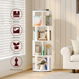 MAHANCRIS 4-Tier Rotating Bookshelf, 360° Spinning Bookshelf Tower, Floor Standing Round Revolving Bookcase, Display Rack for Books, CDs, for Living Room, Study, Bedroom, White BKWT6401 MAHANCRIS