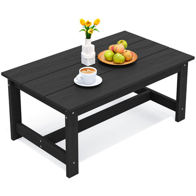 SERWALL HDPE Patio Coffee Table for Balcony, Deck, Black