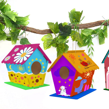 hapray 12 Pack Bird House Kit, DIY Birdhouse Kits, Wooden Crafts Arts for Children to Build and Paint (Includes Paints & Brushes) for Kids Girls Boys Toddlers Christmas Gift hapray