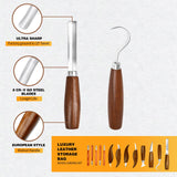 IMYMEE Deluxe Wood Carving Tools-Wood Carving Kit-Wood Carving Knife Set-Wood Whittling Kit for Beginners-Whittling Knife-Wood Carving Tool Set with Large Leather Case IMYMEE