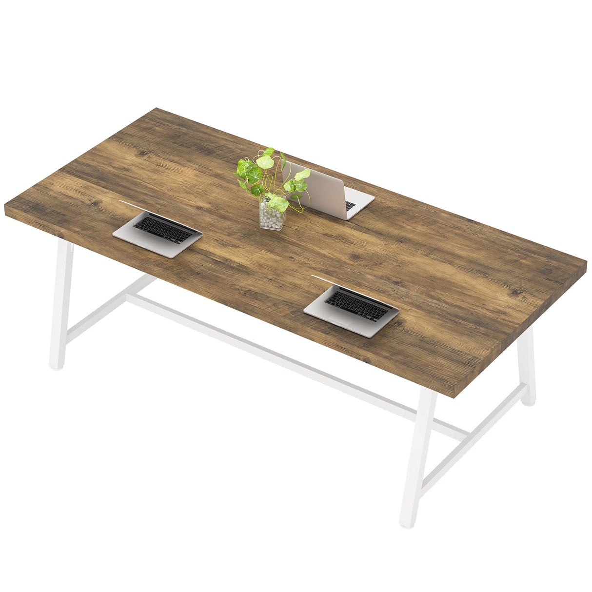 Tribesigns 6FT Rectangle Conference Table, 70.87L x 33.46W x 29.92H Inches Meeting Table for Conference Room, Vintage Wood Office Executive Desk with Strong Metal Frame for 6 People (Oak) Tribesigns