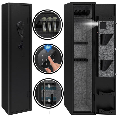 KAER 4-5 Gun Safes for Home Rifle and Pistols,Gun Safes,Shotgun Rifle Safe,Gun Safes for Rifle and Shotguns,Long Gun Cabinets with Fingerprint/Digital Keypad/Removable Shelf for Rifles Safes KAER