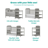 Dream On Me Anna 3-in-1 Full-Size Crib and Changing Table Combo in Steel Grey, Greenguard Gold Certified, Non-Toxic Finishes, Includes 1" Changing Pad, Wooden Nursery Furniture Dream On Me