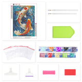 Lxmsja Koi Fish Diamond Art Kits for Adults, Scenery Fish DIY Full Drill Diamond Painting Kits for Beginners, 5D Gem Art Crafts for Adults, Home Wall Decor 12x16 inch Lxmsja