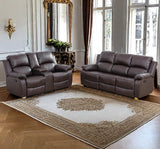 Caberryne 2 Pieces Leather Recliner Sofa Sets，Recliner Sofa and Loveseat Light Brown for Living Room Furniture Set,Wall Hugger Recliners for House/Office/Rv(Recliner Loveseat&Couch 2 Piece) Caberryne