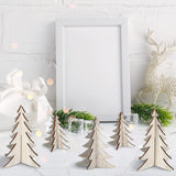 18 Pieces Wooden Christmas Tree Crafts 3D Natural Cutouts Rustic Wood Christmas Tree Decorations Decorative Wood Home Table Decors for Holidays Parties Anniversaries Decorations Marsui