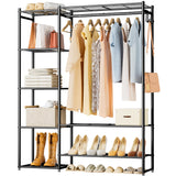 Wardrobe Closet, Portable Clothing Rack for Hanging Clothes, Free Standing Closet Organizers and Storage System with 4 Tiers Shelves for Cloakroom Bedroom, Black Neprock