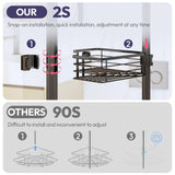 SWTYMIKI Shower Caddy Tension Pole - 4-Tier Corner Shower Organizer Tension Rod with Soap Holder, Toothbrush Holder & 4 Hooks, Adjustable Stainless Steel Bathroom Organizer 27.6 to 108.3 inch, Black SWTYMIKI