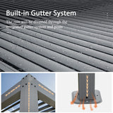 Domi Louvered Pergola 12' × 16', Outdoor Aluminium Pergola with Adjustable Roof, Curtains and Netting, Hardtop Gazebo for Patio, Deck, Garden, Yard, Beach(Gray) domi outdoor living