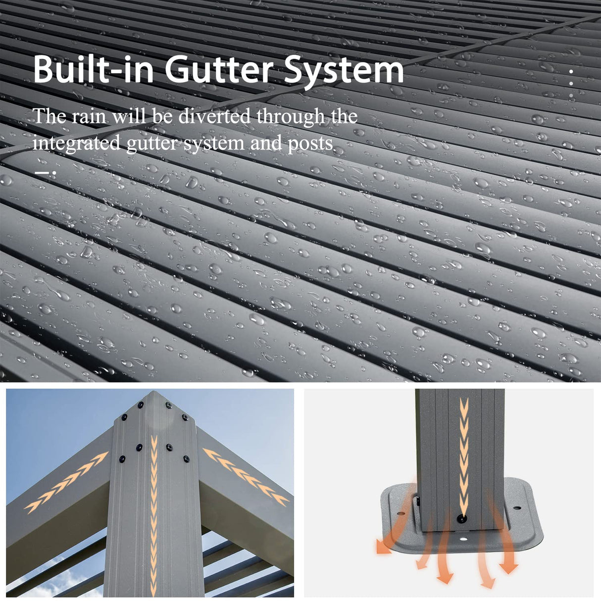 Domi Louvered Pergola 12' × 20', Outdoor Aluminium Pergola with Adjustable Roof, Curtains and Netting, Hardtop Gazebo for Patio, Deck, Garden, Yard, Beach(Gray) domi outdoor living