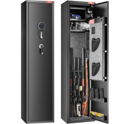 VEVOR 7-8 Rifles Gun Safe, Rifle Safe with Digital Keypad & Lock, Gun Storage Cabinet with Built-in Storage Locker, Removable Storage Shelf for Home Long Gun and Pistols