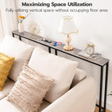 HOOBRO 5.9" Skinny Console Table with Charging Station, 63" Narrow Sofa Table with Power Outlets, Long Behind Couch Table, Slim Entryway Table for Hallway, Living Room, Greige and Black BG165UXG01 HOOBRO