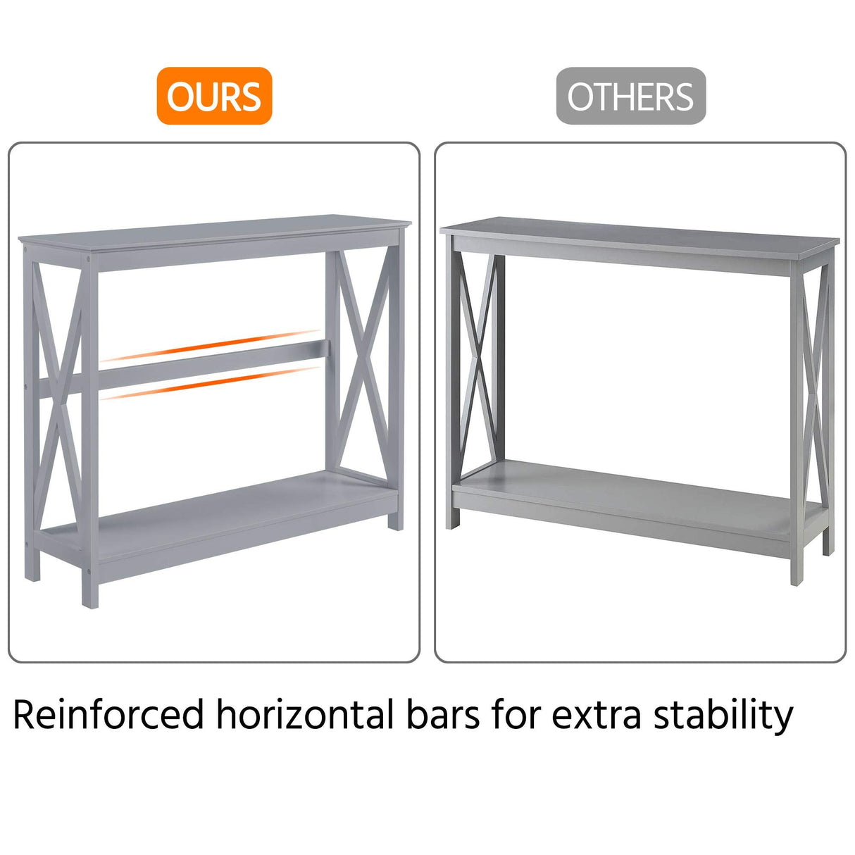 Yaheetech Grey Console Table with 2-Tier Storage for Entryway or Living Room Yaheetech
