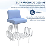 UDPATIO Resin Oversized Patio Furniture Set, Modular DIY Outdoor Sectional Sofa Set, All Weather UV Patio Conversation Set with 5.4'' Thick Cushion for Backyard, Deck, 8pcs Blue White UDPATIO