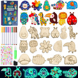 EAPHANT Kids Crafts, 15 PCS Arts and Crafts Painting Kits for Kids Activities Wooden Magnets to Paint EAPHANT