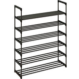 Calmootey 6-Tier Shoe Rack, Tall Large Capacity 30 Pairs Shoes Storage Organizer, Stackable Wide Shoe Shelf for Entryway, Hallway, Black Calmootey