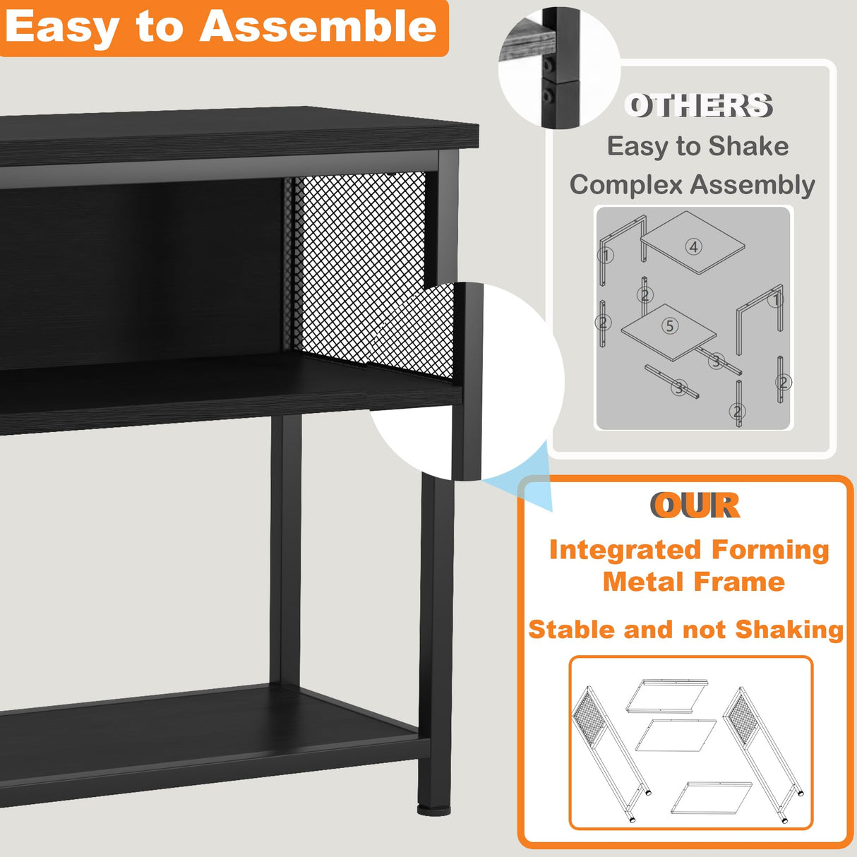 BSONE 5-10 Gallon Fish Tank Stand, Small Aquarium Stand Shelf, 0.71" Thickened Tabletop, 20.5" W×11" D ×31" H , Black BSONE