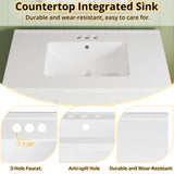 IRONCK Bathroom Vanity with Sink, 36" Modern Undermount Bathroom Sink Cabinet with 4 Drawers&Open Shelf, Vanity Sink with Charging Station and Door Shelves, White IRONCK