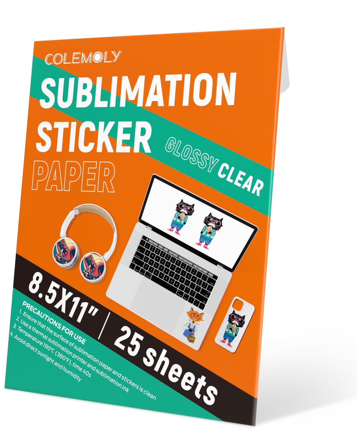 Colemoly Sublimation Sticker Paper-25 Sheets 100% Clear Waterproof Stickers for Sublimation Inkjet Printer with Sublimation Ink 8.5x11 Transparent Heat Transfer Paper for Mugs, Cell Phone Cases