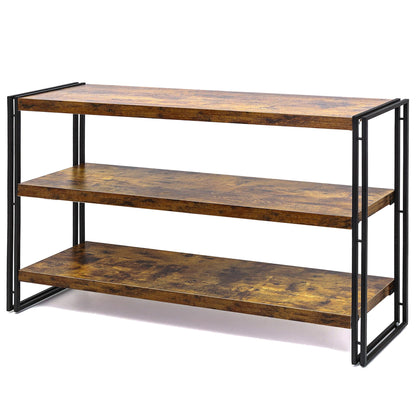 3-Tier Rustic Wood and Metal Industrial Bookshelf for Home Office, Bedroom, Kitchen, Bathroom - 47in