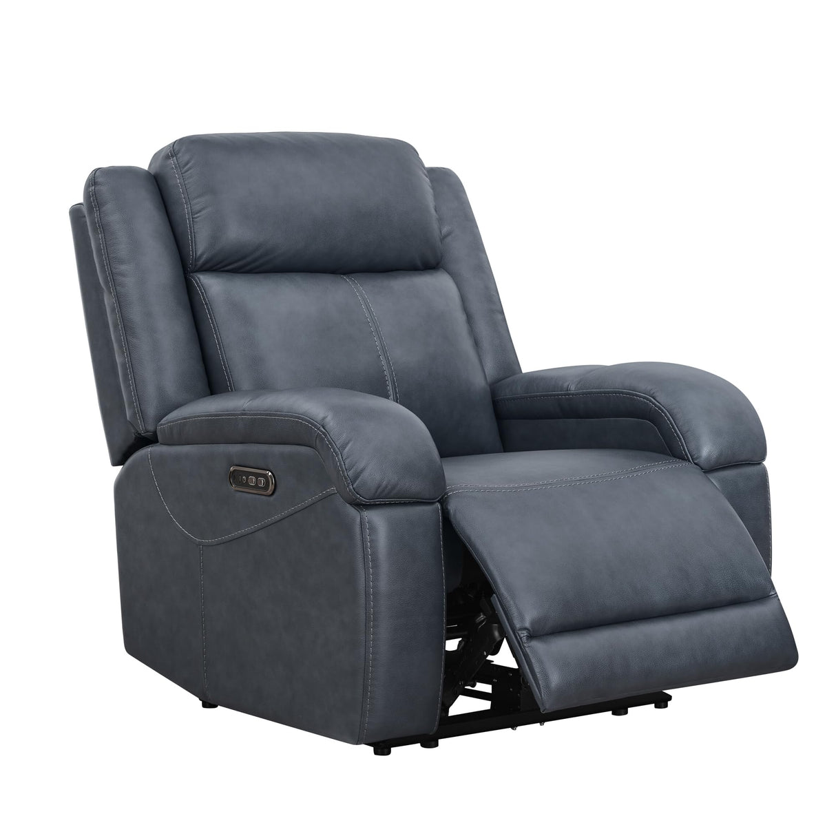 Watson & Whitely Genuine Leather Power Recliner Chairs for Adults, Wall Hugger RV Recliner with Power Headrest & Charging Ports, Electric Recliner Sofa Chair for Living Room, Navy Watson & Whitely