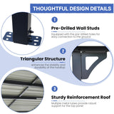 SUNSITT 10'x 14' Gazebo, Outdoor Lean to Gazebo Pergola w/Drainage Holes, Wall-Mounted Gazebo with Hard Top Metal Awnings for Patio Backyard Deck, Dark Grey SUNSITT