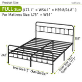 Kujielan Metal Bed Frame - Structurally Stable Heavy Duty Steel Slat Supported Full Bed Frames,No Box Spring Needed for Easy Removal and Transport. Kujielan