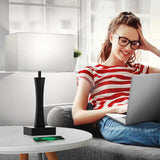 Bedside Lamps for Night Stands - 3 Way Dimmable Table Lamp for Bedroom with USB C+A Ports,Modern Bedside Lamps Set of 2, Touch Lamps for Nightstand Living Room Side Table End Tables(Bulbs Included) Seealle