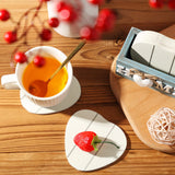 Coasters for Drinks, Wooden Heart Coasters Set of 6 Farmhouse Coasters with Holder Funny Coasters for Coffee Table Protection Housewarming Gifts for New Home Decoration, 4 Inch (Home, Blue) Patelai