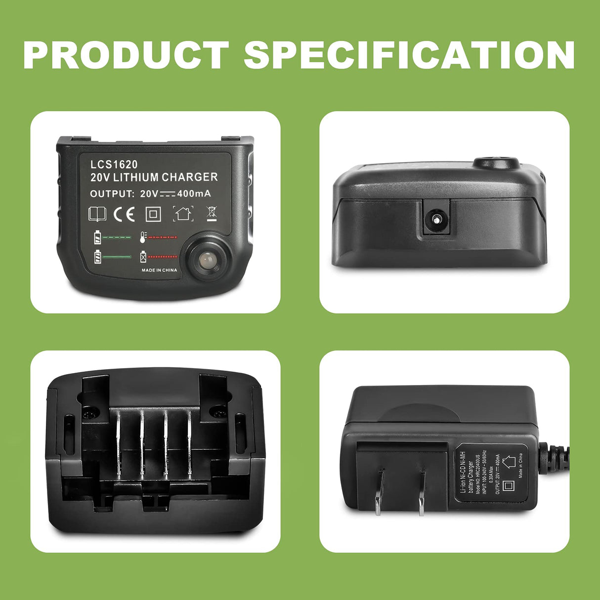 JYJZPB 20V MAX Lithium Battery Charger Compatible for Black & Decker 20V Lithium Battery LBXR20 LBX20 LB20 LBXR20-OPE LBX 4020 LB2X4020 LBXR2020-OPE, LCS1620 Lithium Battery Charger JYJZPB