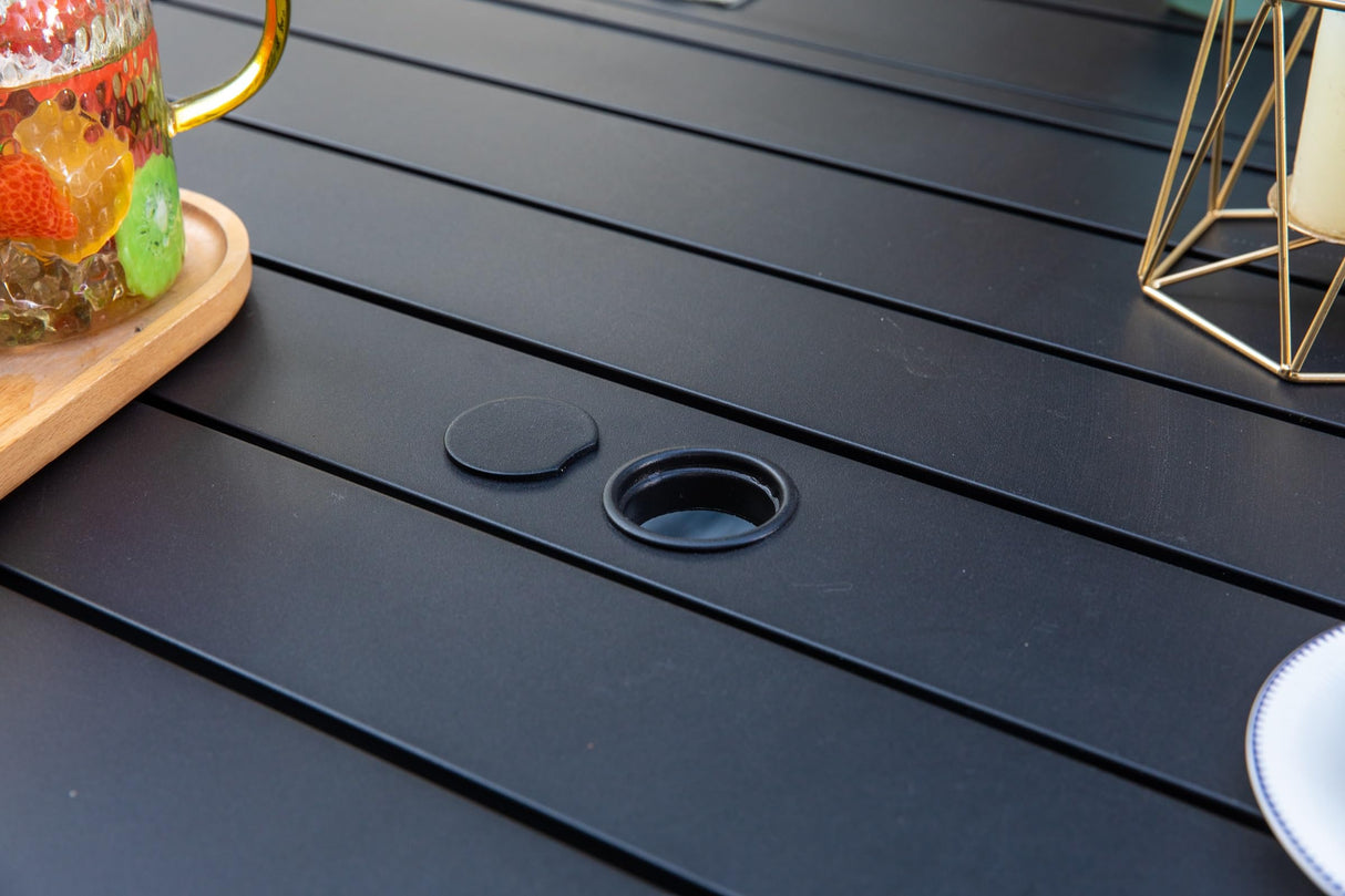 MFSTUDIO Outdoor Dining Set for 8, Patio Table and Chairs Set with Umbrella Hole, 9 Piece Metal Patio Dining Sets, Outdoor Patio Furniture Set for Deck Backyard Poolside Garden MFSTUDIO