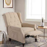 VUYUYU Wingback Recliner Chair, Push Back Arm Chair with Heat and Massage, Tufted Single Sofa for Home, Living Room, Office, Bedroom (Beige) VUYUYU