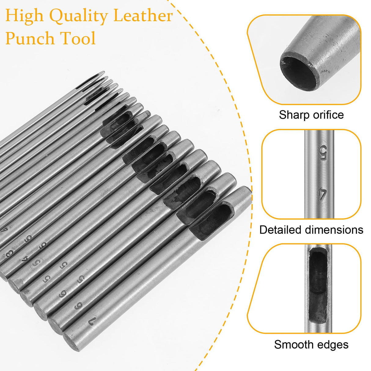 17 PCS Leather Hole Punch, 0.5-7mm Hollow Punch Set Metal Round Leather Punches, Belt Hole Puncher for Belts, Watch Band, Paper, Plastic Aeaocvo