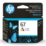 HP 67 Tri-color Ink Cartridge | Works with HP DeskJet 1255, 2700, 4100 Series, HP ENVY 6000, 6400 Series | Eligible for Instant Ink | 3YM55AN HP