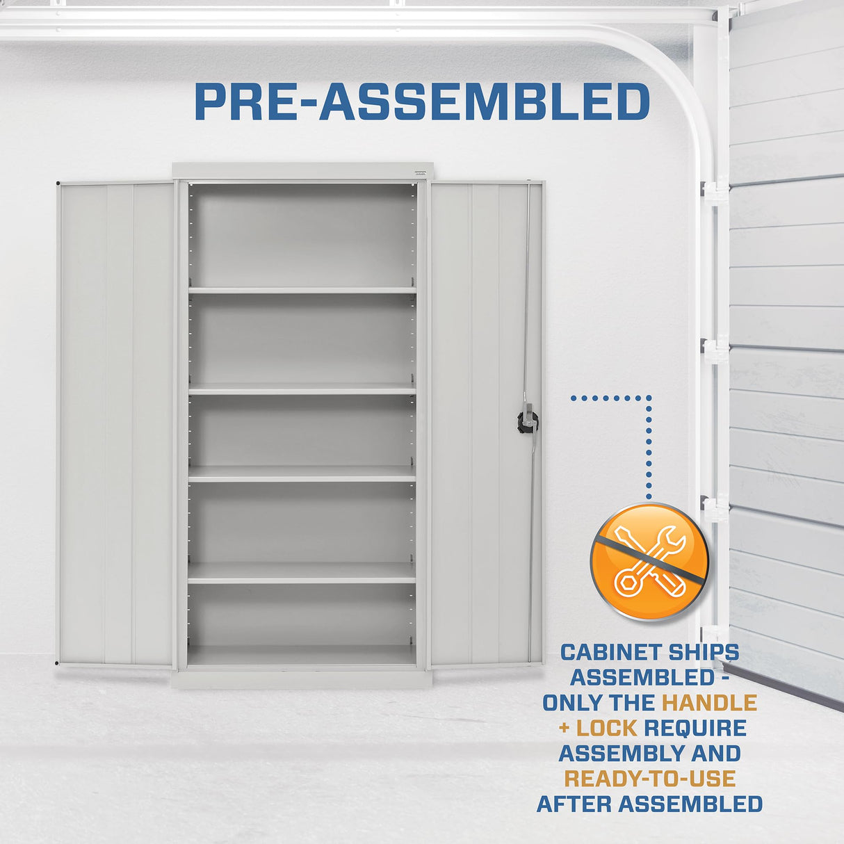 Sandusky Lee EA4R362472-05 Welded Steel Elite Storage Cabinet with Adjustable Shelves, 24" Length x 36" Width x 72" Height, Dove Gray Sandusky