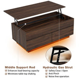 HOMMPA Modern Lift Top Coffee Table with Storage for Living Room, LED Coffee Table, Wooden Lift Table Top Dining Table with 2 Drawers Hidden Compartment & Metal Frame, Walnut HOMMPA
