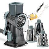 KEOUKE Rotary Cheese Grater with Handle Vegetable Cheese Shredder Slicer Grater for Kitchen 3 Changeable Blades for Cheese Potato Zucchini Nuts Chocolate - GreyBlue KEOUKE