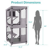 Catio Outdoor Cat Enclosure,Cat House with Wheels,Upgraded Resting Box,Waterproof Roof for Patio Garden Suumerpety