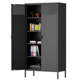 Ustamio 71 Inches Black Metal Storage Cabinet with Doors and Shelves, 5 Tier Kitchen Pantry Cabinet, Metal Cabinet for Home Office, Dinning Room, Laundry Room, Living Room, Bathroom and Utility Room Ustamio
