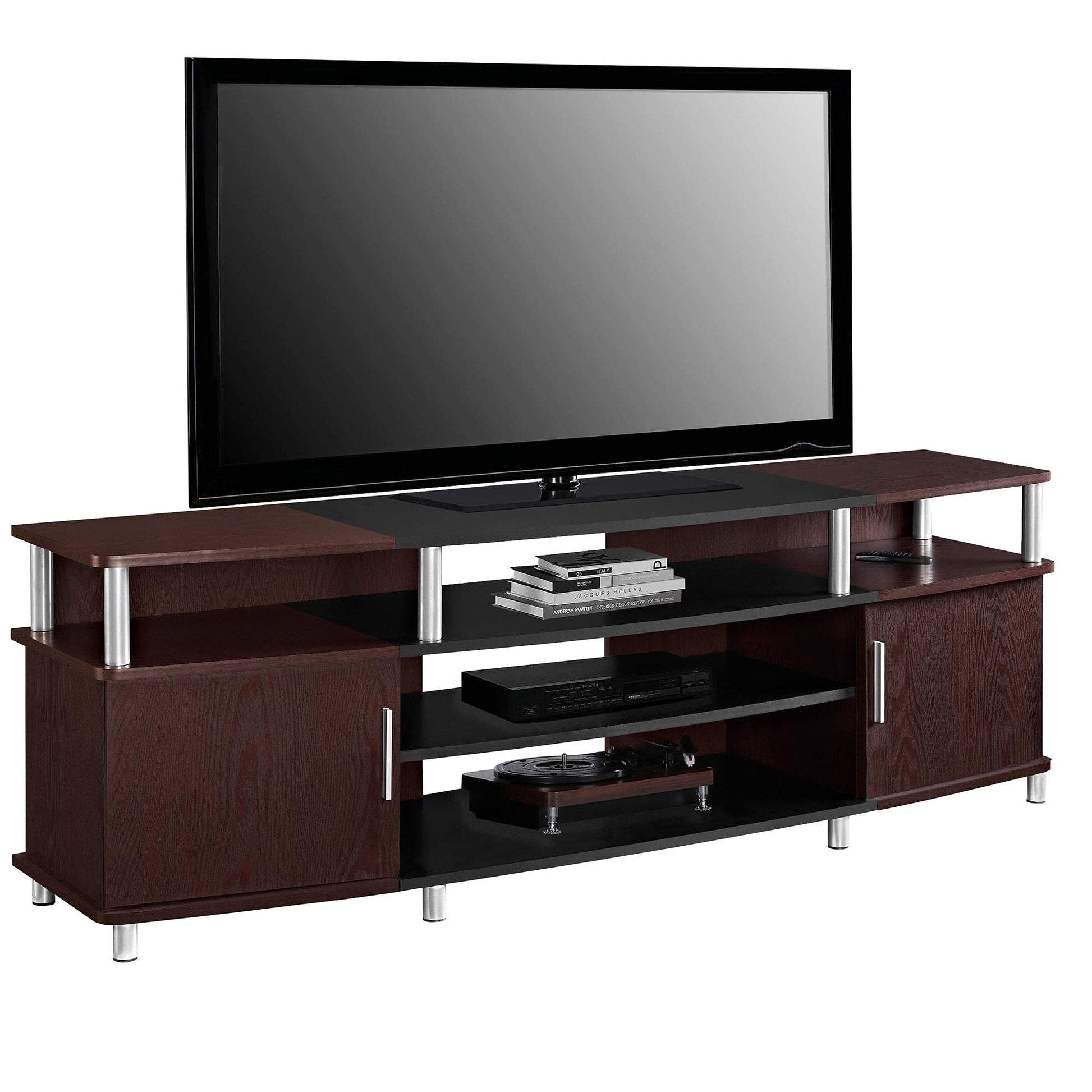 Ameriwood Home Carson TV Stand for TVs up to 70", Cherry - WoodArtSupply