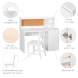 UTEX Kids Study Desk with Chair, Kids Desk and Chair Sets with Hutch and Storage Cabinet, Wooden Children Study Table, Student Writing Desk Computer Workstation for 5-12 Years Old UTEX