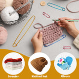 OWMOSYX 12 Pcs Knitting Stitch Holders Aluminum, Colorful Yarn Stitch Holder for Practical Knitting Crochet Tools for Sweaters Socks Yarn Sewing DIY Blankets OWMOSYX