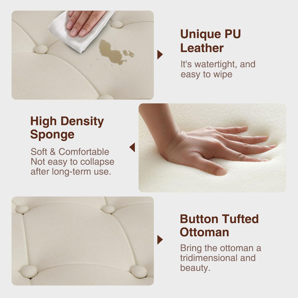 Storage Bench, 51-Inch Storage Ottoman Bench, 30 Gallons, Large Storage Ottoman, Modern Faux Leather Ottoman With Storage For Living Room, Bedroom, Entryway, Hallway, Office, Cream White FiveWillowise