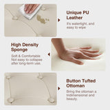 Storage Bench, 51-Inch Storage Ottoman Bench, 30 Gallons, Large Storage Ottoman, Modern Faux Leather Ottoman With Storage For Living Room, Bedroom, Entryway, Hallway, Office, Cream White FiveWillowise