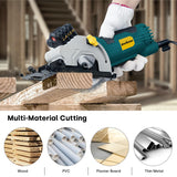 Enventor Mini Circular Saw, 4.8A Electric Circular Saws Corded with Laser Guide, 4000RPM, 3 Saw Blades 3-3/8" Max Cutting Depth 1-1/16", Compact, Power for Wood, Soft Metal, Tile, Plastic Enventor