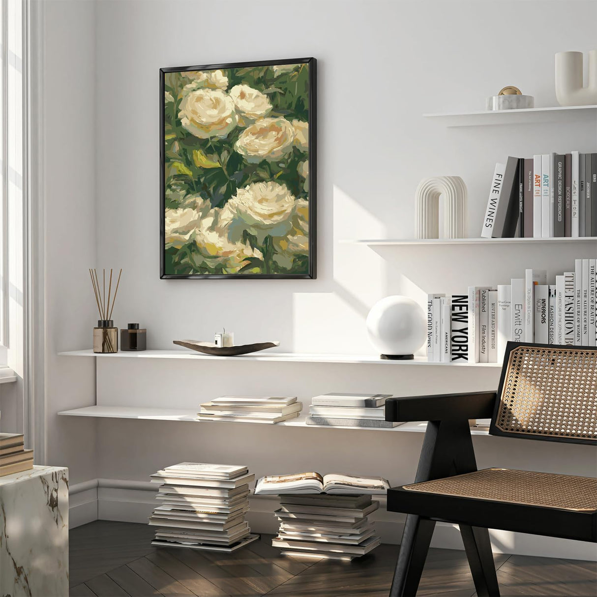 Yunruily Flower Paint by Number Kits for Adults-Flowers Paint by Number for Adults Beginner,White Flower Painting by Numbers on Canvas Gifts Home Wall Decor,16x20 Inch Yunruily