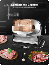 OSTBA Meat Slicer Electric Deli Food Slicer with Child Lock Protection, Removable 7.5’’ Stainless Steel Blade and Food Carriage, Adjustable Thickness Food Slicer Machine for Meat, Cheese, Bread(150W) OSTBA