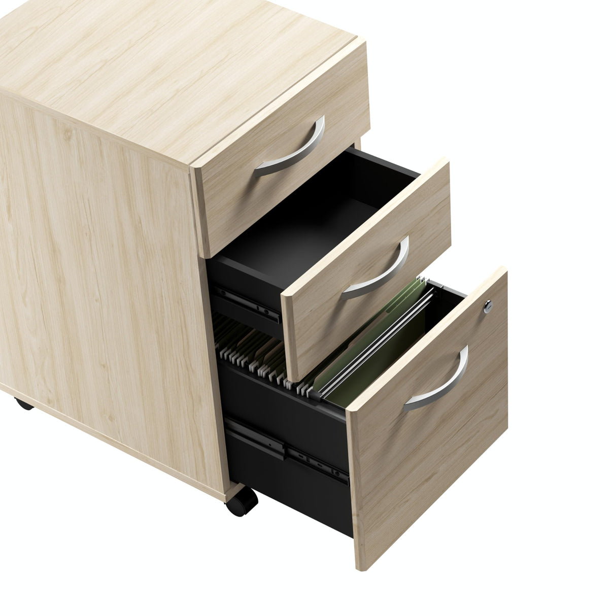Bush Business Furniture Studio C 3 Drawer Mobile File Cabinet-Assembled, Rolling Document Storage for Home or Professional Office, 16W, Natural Elm Bush Business Furniture