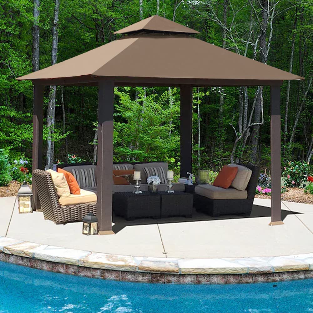 EliteShade USA 12x12 feet Titan Patio Outdoor Garden Backyard Gazebo with Ventilation and 5 Years Non-Fading,Cocoa